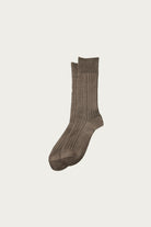 Rototo - Linen Cotton Ribbed Crew Socks - D. Grey - Canoe Club