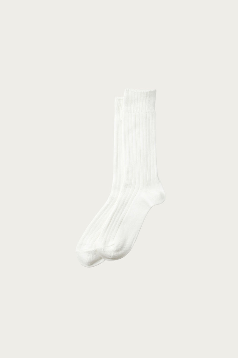 Rototo Linen Cotton Ribbed Crew Socks | Off White | Canoe Club