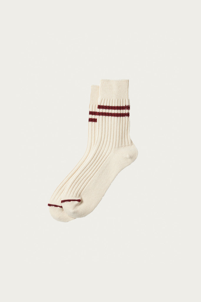 Rototo - Merino Lambswool Stripe - Off White/Maroon - Canoe Club