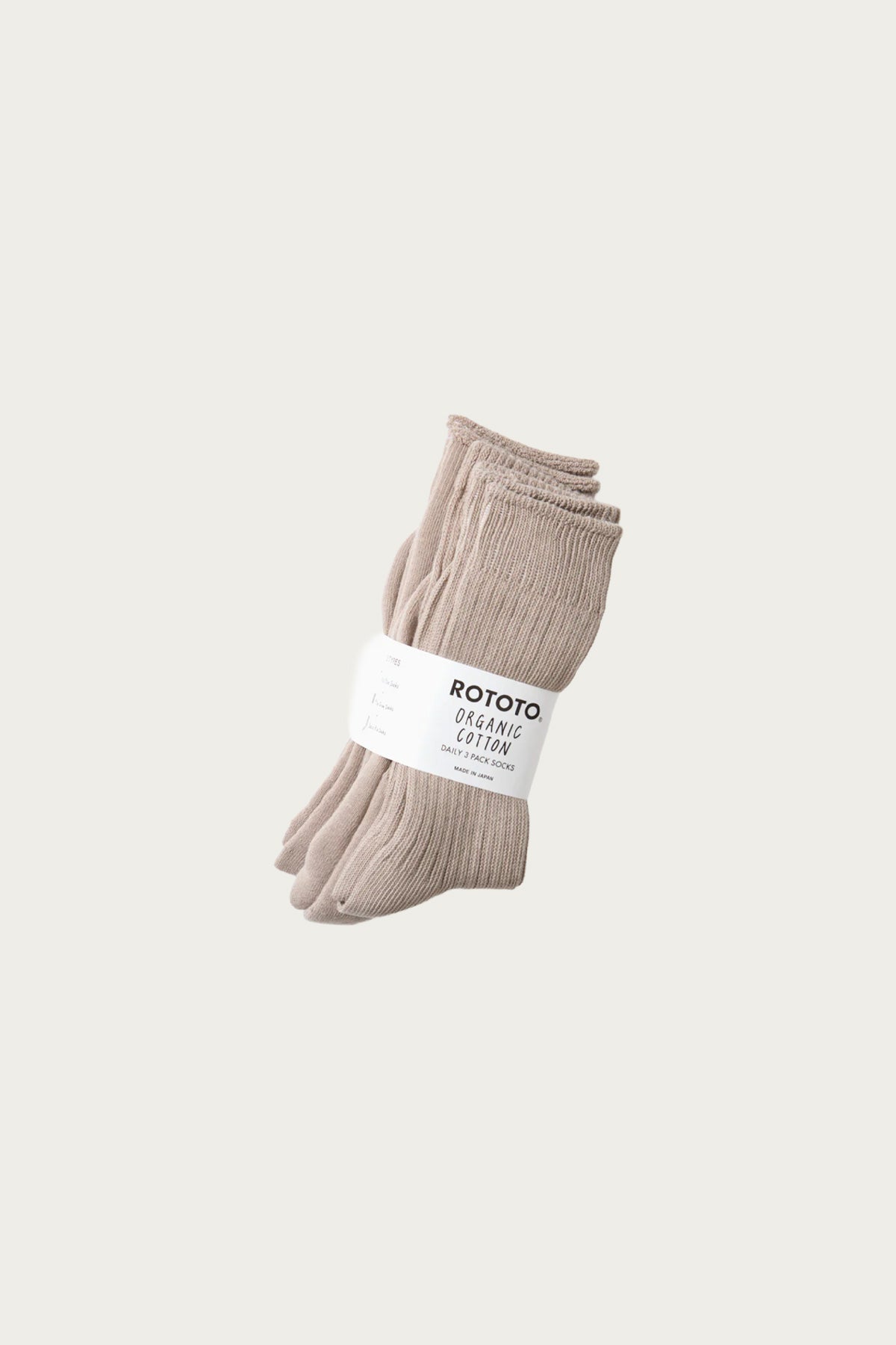 Rototo - Organic Daily 3 Pack Crew Socks - Grayge - Canoe Club