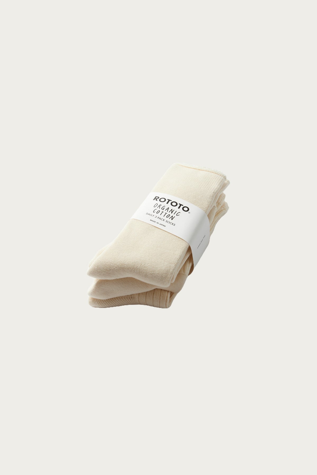 Rototo - Organic Daily 3 Pack Crew Socks - Ecru - Canoe Club