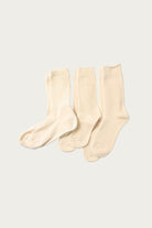 Rototo - Organic Daily 3 Pack Crew Socks - Ecru - Canoe Club