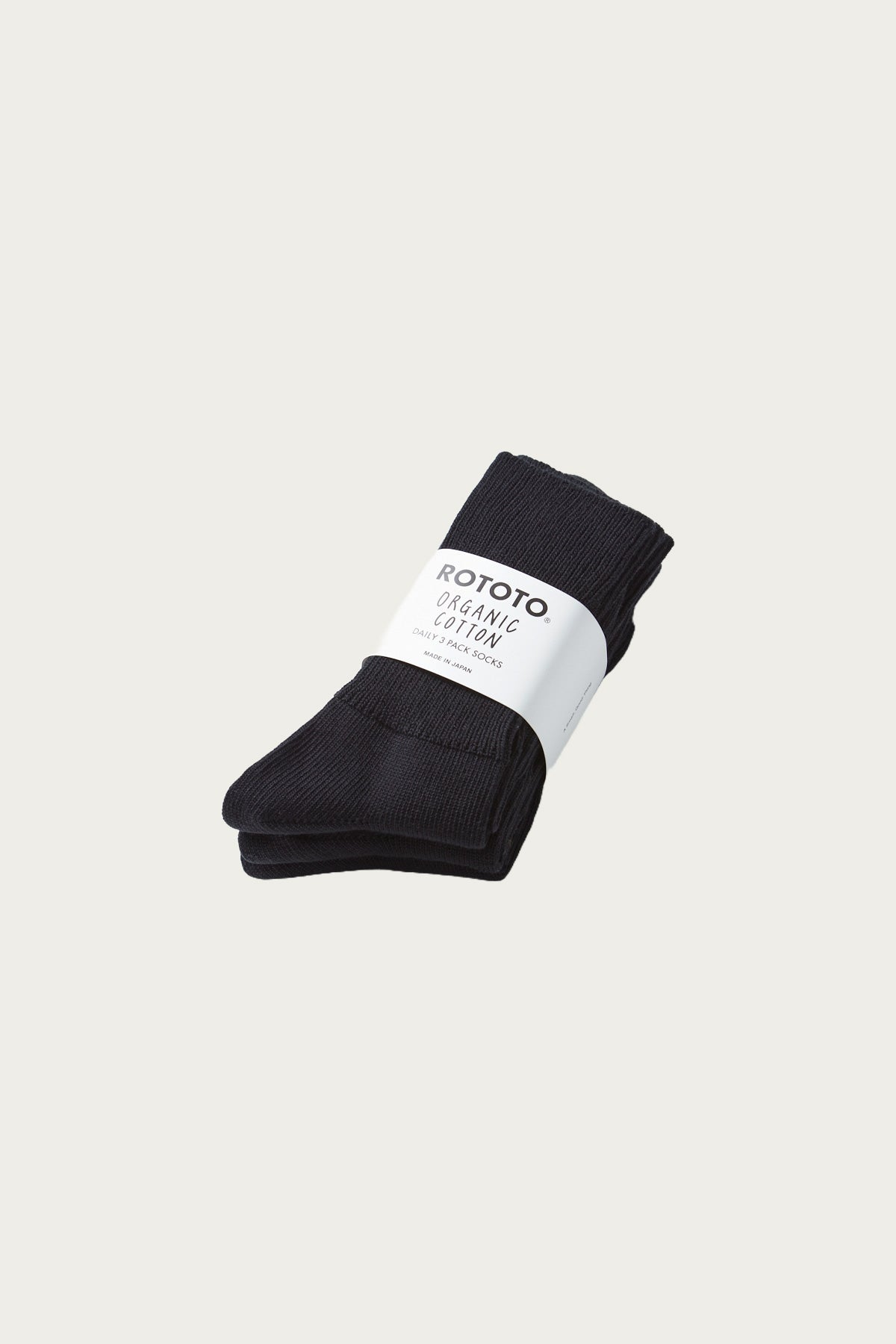 Rototo - Organic Daily 3-Pack Ribbed Crew - Black - Canoe Club