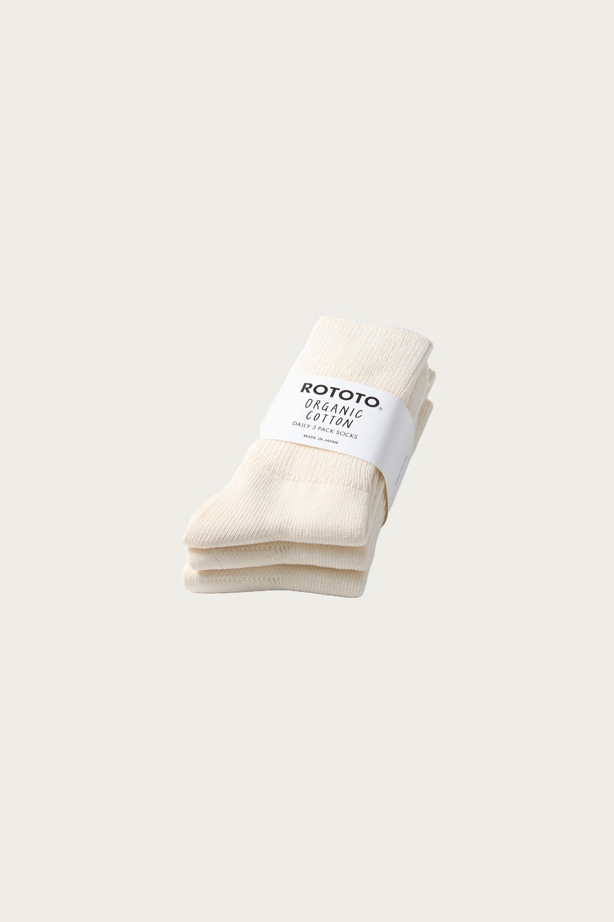Rototo - Organic Daily 3-Pack Ribbed Crew - Ivory - Canoe Club