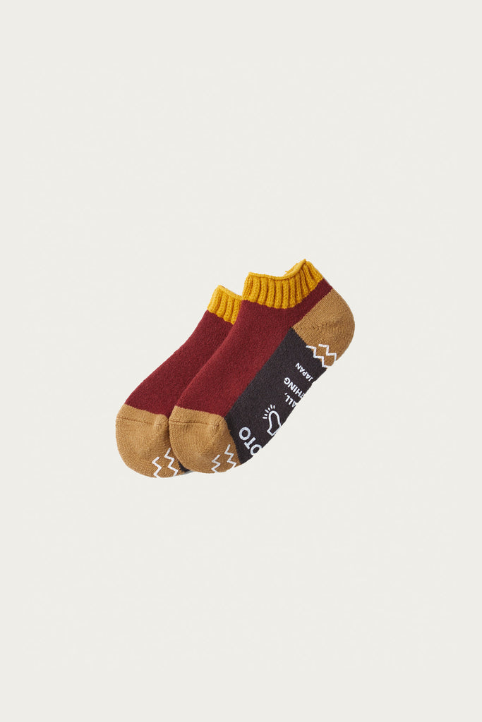 Rototo - Pile Sock Slipper - Gold/Maroon - Canoe Club