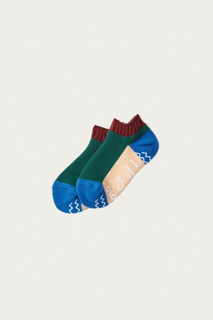 Rototo - Pile Sock Slipper - Maroon/Dark Green - Canoe Club