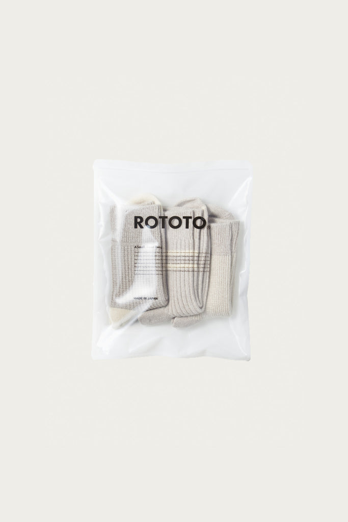 Rototo - Recycled Cotton/Wool Daily 3 Pack - Gray/Off White - Canoe Club