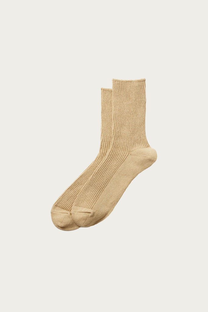 Rototo - Washi/Recycled Cotton Rib Crew Socks - Beige - Canoe Club