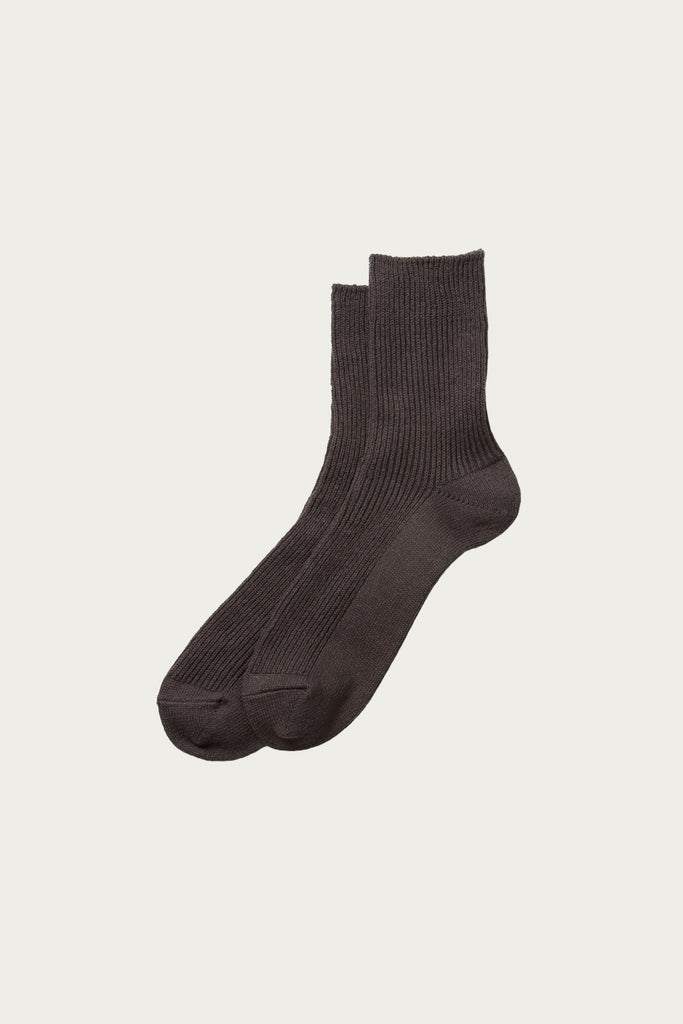 Rototo - Washi/Recycled Cotton Rib Crew Socks - Dark Grey - Canoe Club
