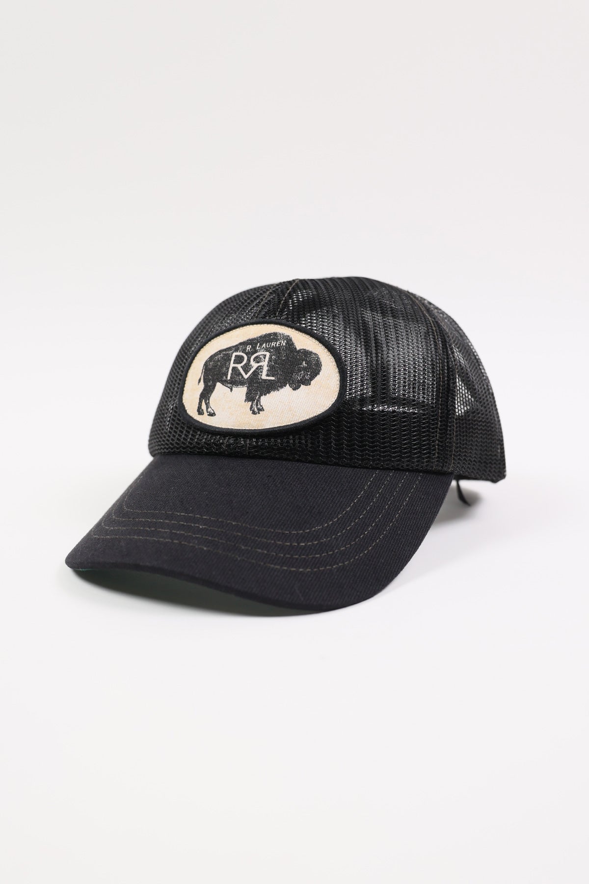 RRL - Buffalo Patch Mesh Trucker Cap - Black - Canoe Club