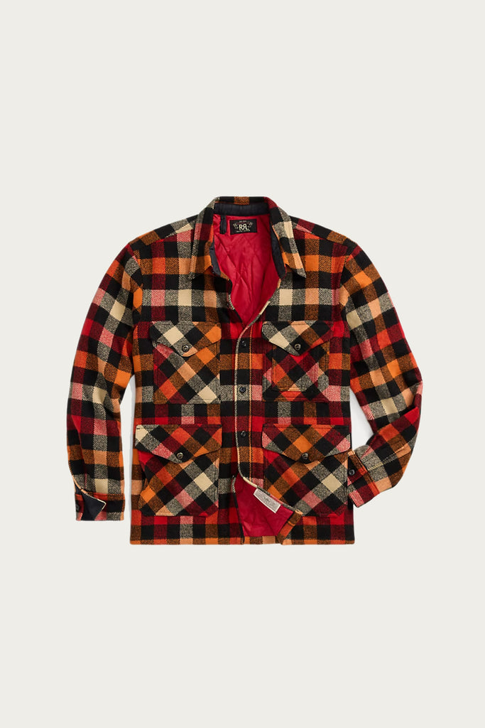 RRL - Checked Wool Overshirt - Red/Orange Multi - Canoe Club