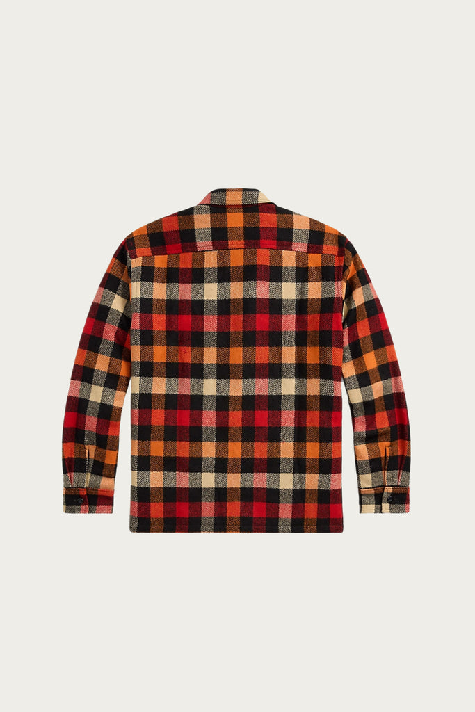 RRL - Checked Wool Overshirt - Red/Orange Multi - Canoe Club