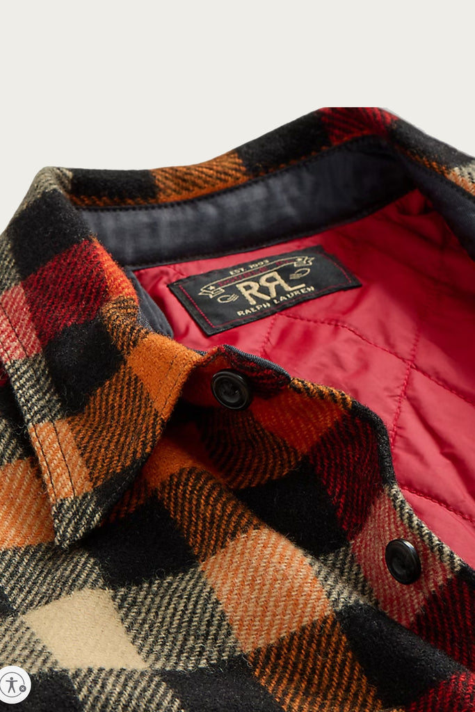 RRL - Checked Wool Overshirt - Red/Orange Multi - Canoe Club