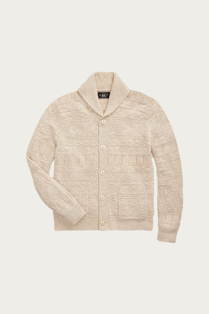 RRL - Cotton/Linen Cardigan - Parchment/Cream - Canoe Club