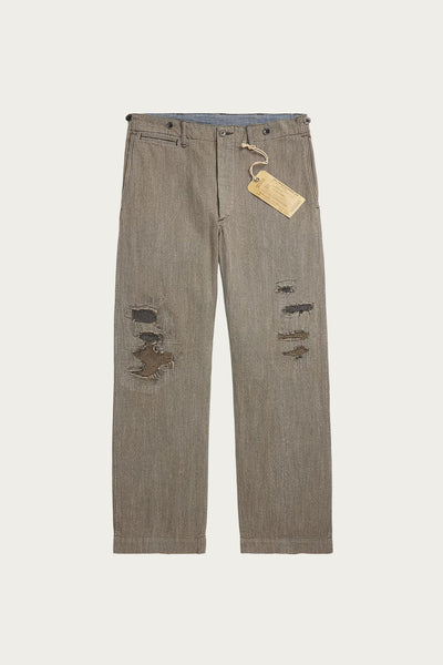 RRL Distressed Herringbone Twill Field Pant | Faded Grey | Canoe Club