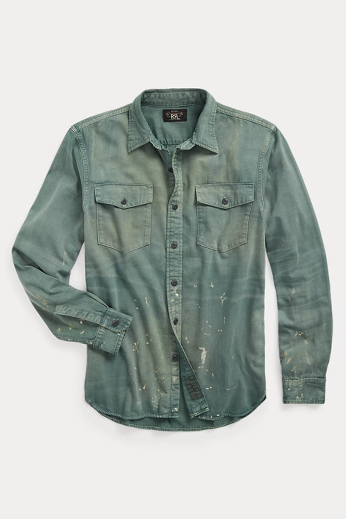 RRL - Distressed Twill Workshirt - Service Green - Canoe Club