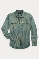 RRL - Distressed Twill Workshirt - Service Green - Canoe Club