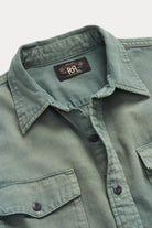 RRL - Distressed Twill Workshirt - Service Green - Canoe Club