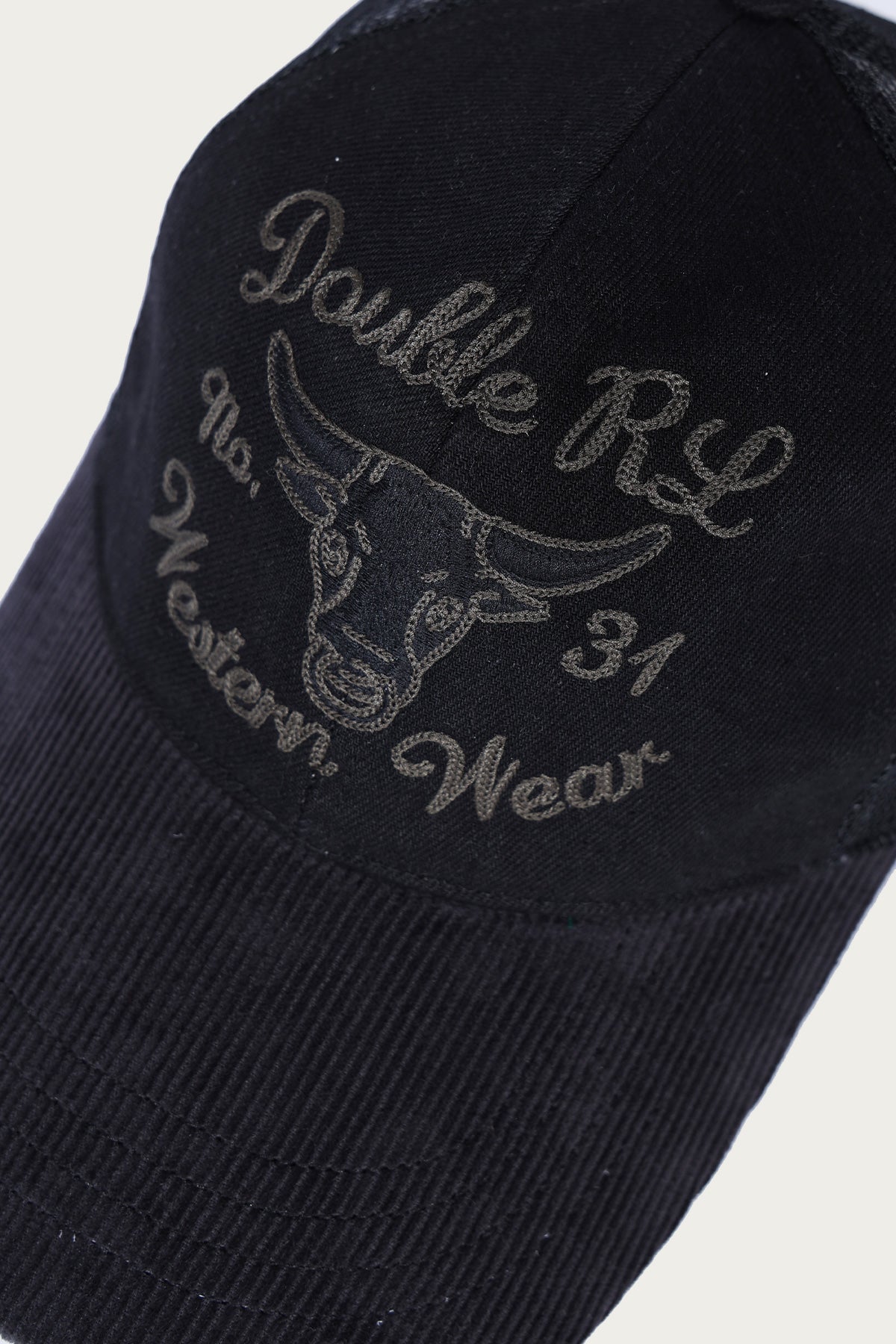 RRL - Embroidered Denim Trucker Cap - Black - Canoe Club