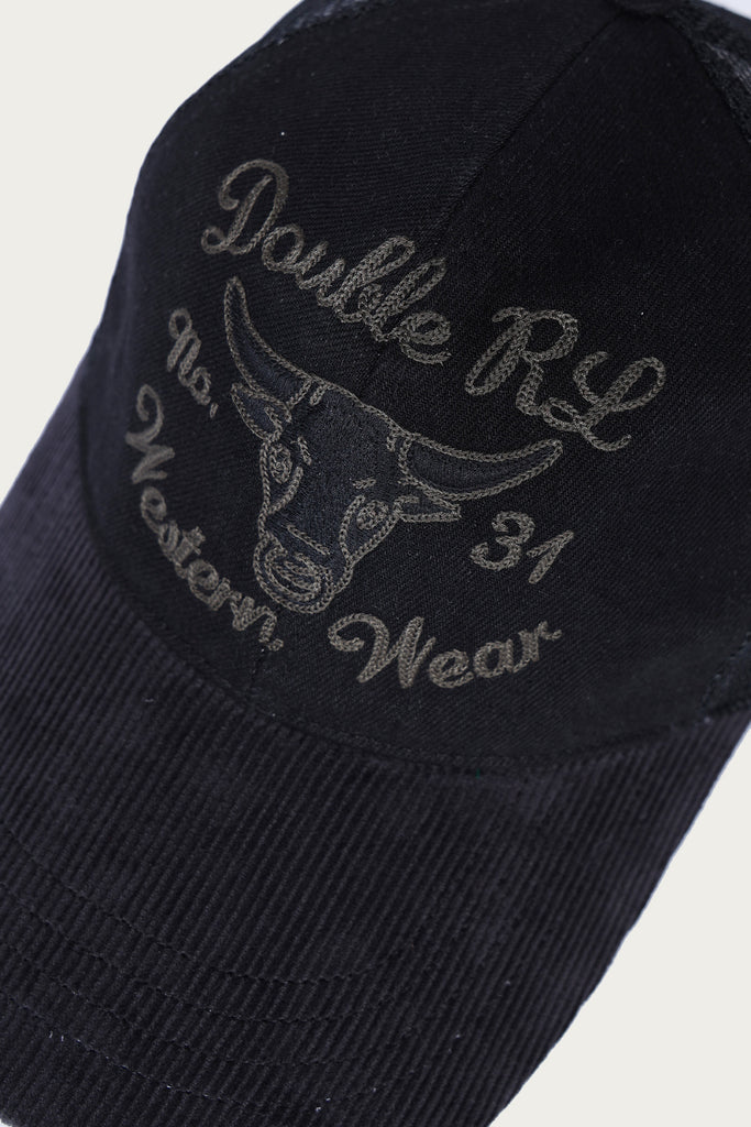 RRL - Embroidered Denim Trucker Cap - Black - Canoe Club