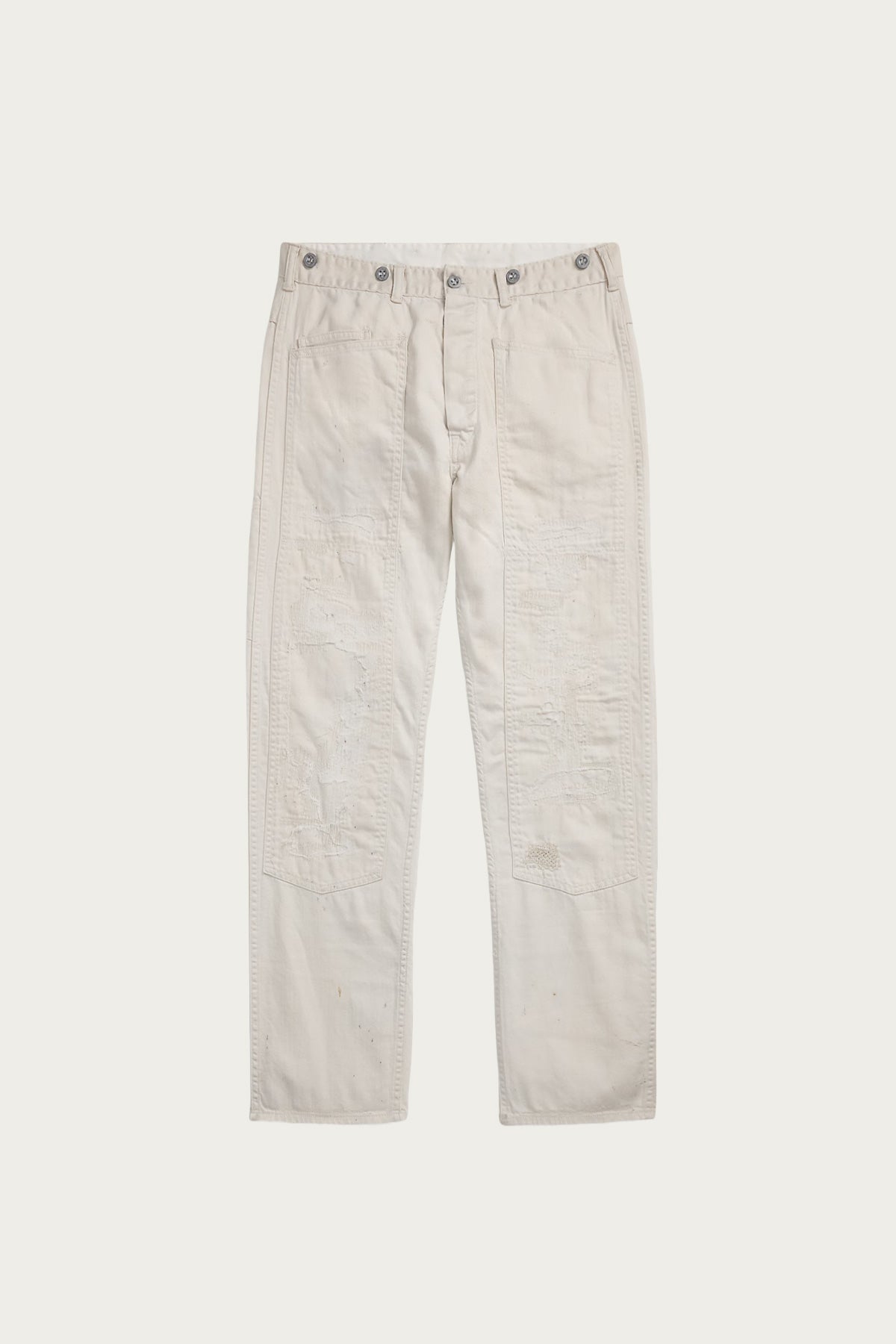 RRL - Engineer Fit Repaired Carpenter Pant - Destroyed & Repaired Cream - Canoe Club