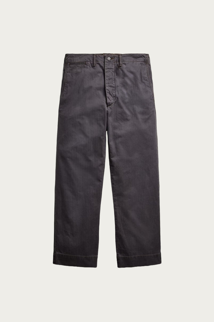 RRL - Flat Front Cotton Herringbone Field Chino Pant - Washed Black - Canoe Club