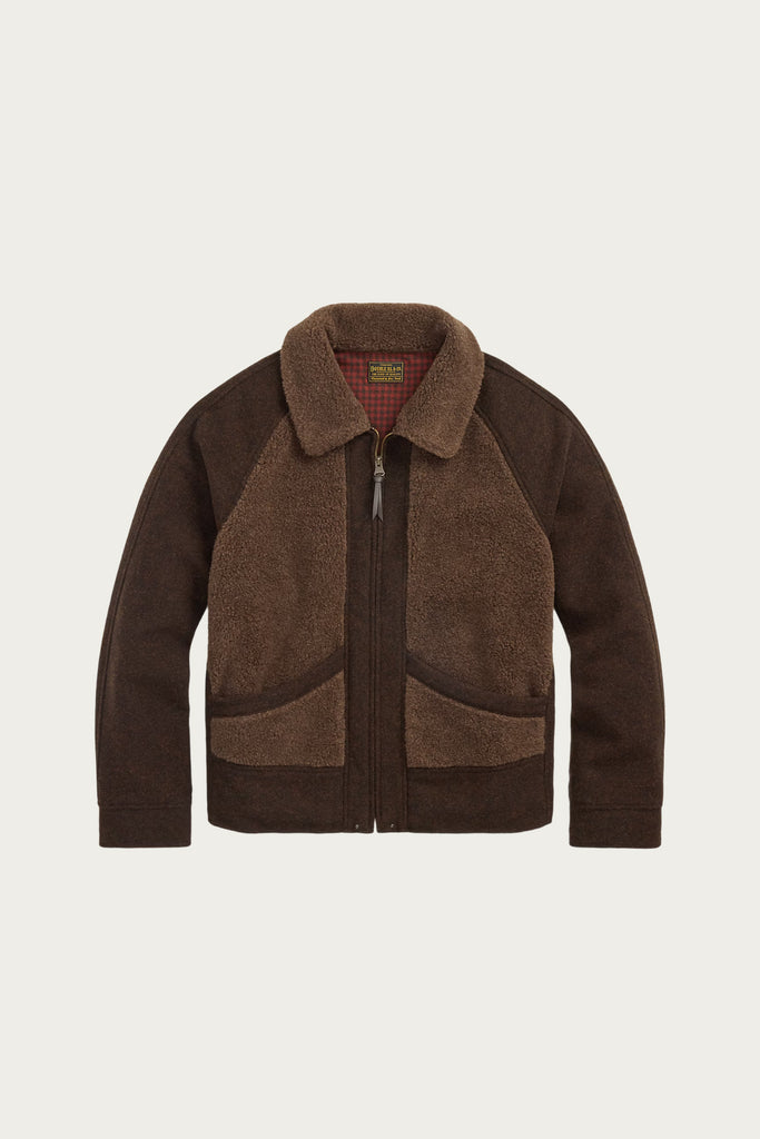 rrl - Fleece-Paneled Jacquard Jacket - Brown/Multi - Canoe Club