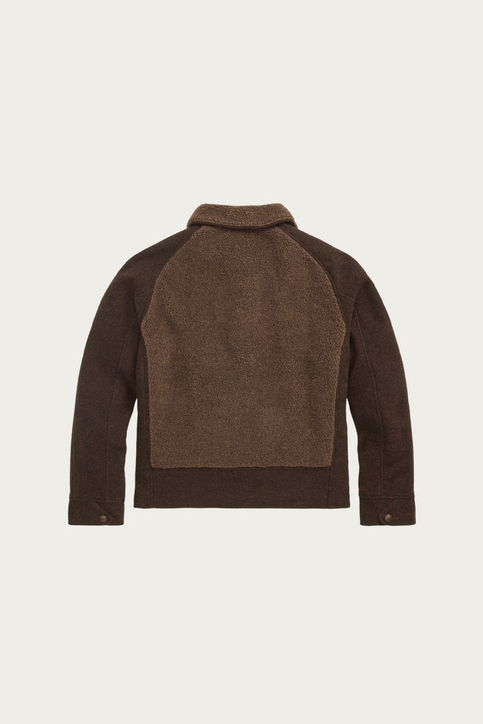 rrl - Fleece-Paneled Jacquard Jacket - Brown/Multi - Canoe Club