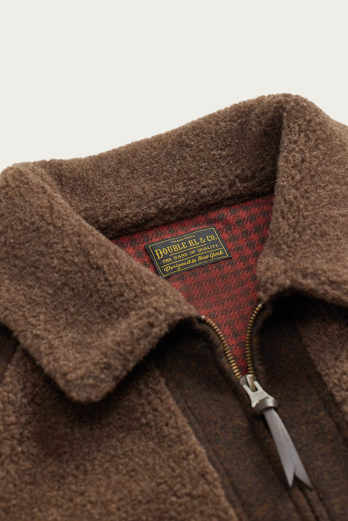 rrl - Fleece-Paneled Jacquard Jacket - Brown/Multi - Canoe Club