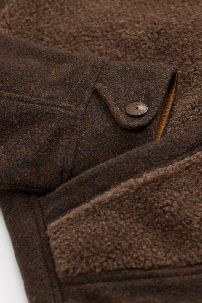 rrl - Fleece-Paneled Jacquard Jacket - Brown/Multi - Canoe Club