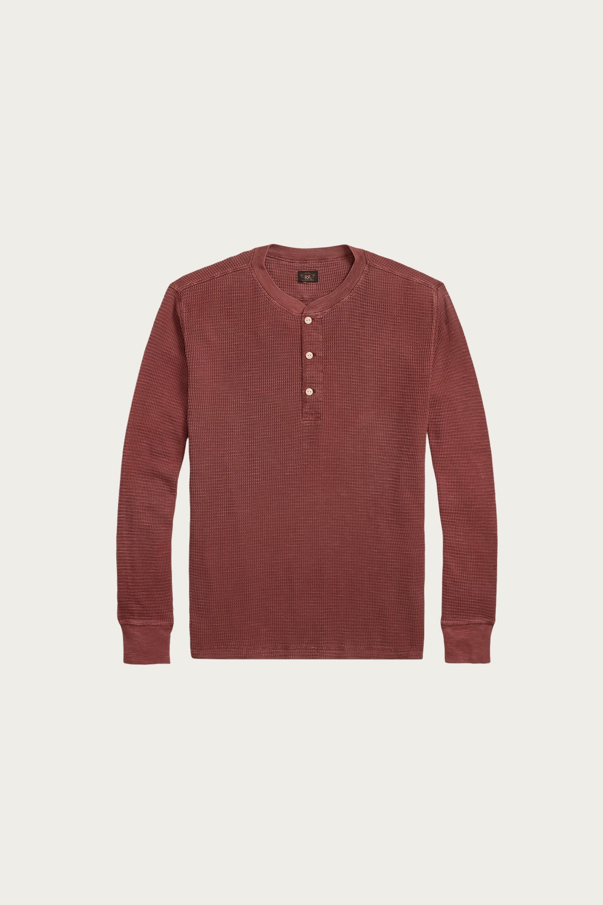 RRL - Garment-Dyed Waffle-Knit Henley Shirt - Wine - Canoe Club