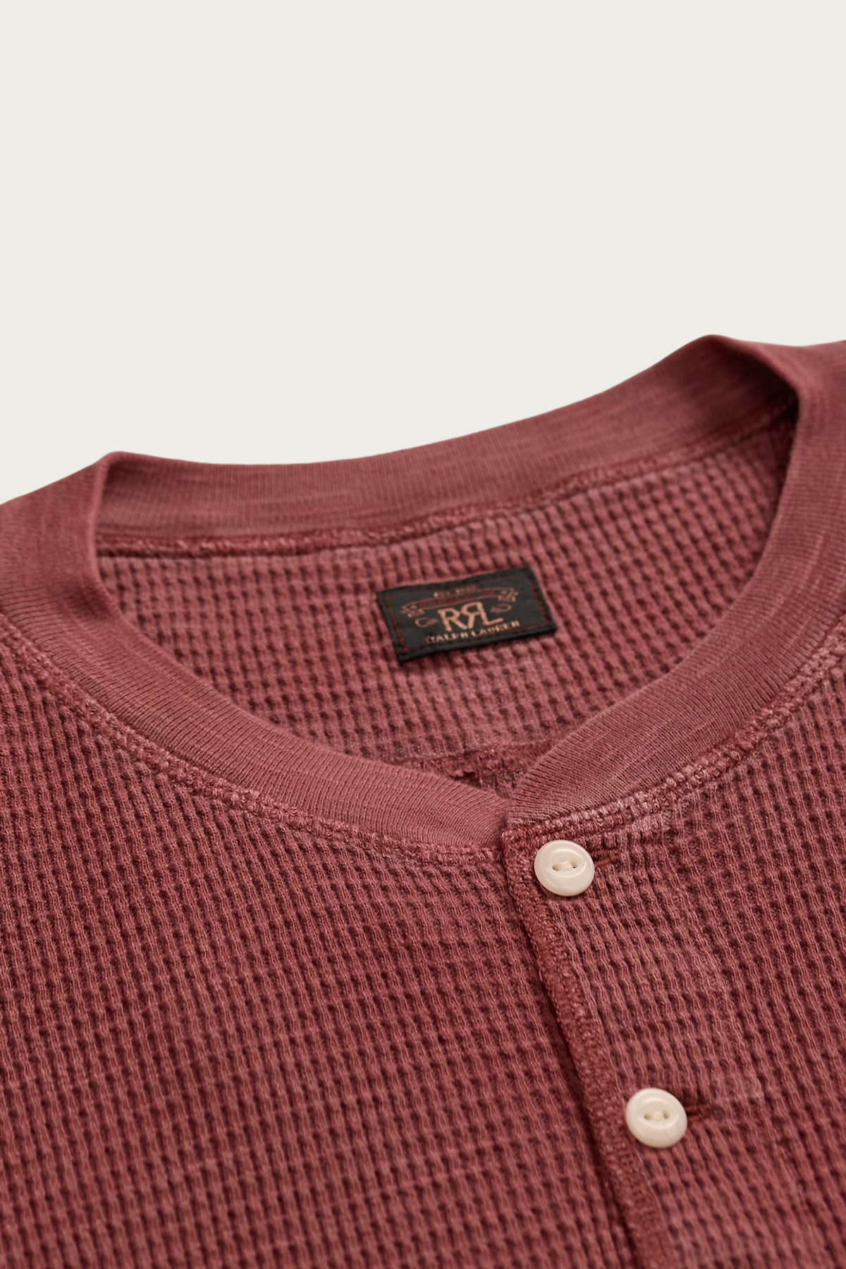 RRL - Garment-Dyed Waffle-Knit Henley Shirt - Wine - Canoe Club