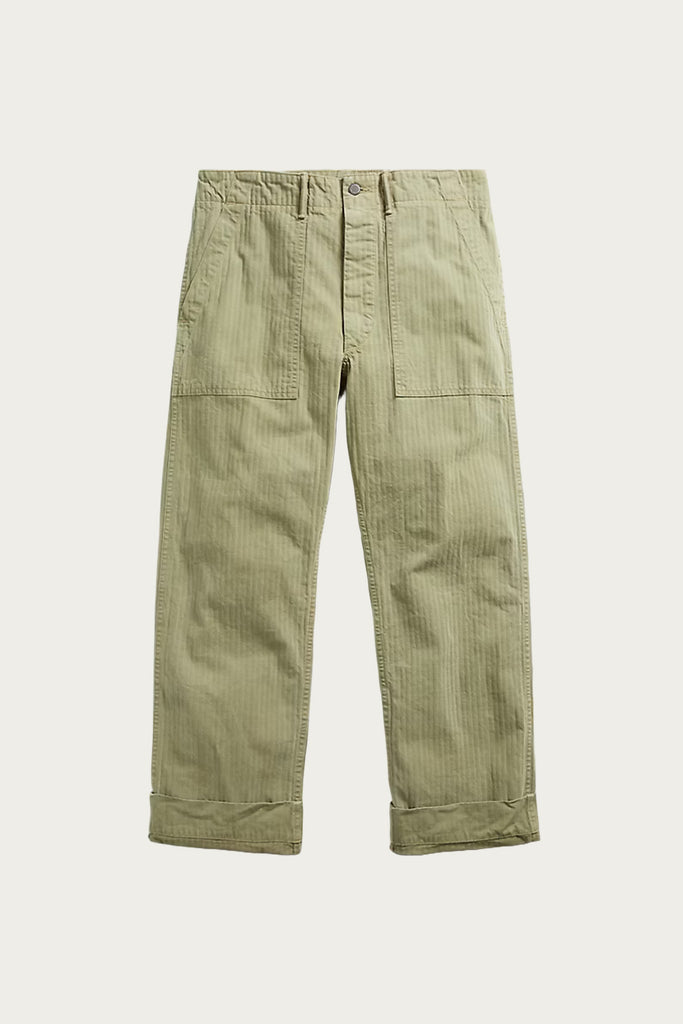 RRL - Flat Front Cotton Herringbone Army Utility Pant - Brewster Green - Canoe Club