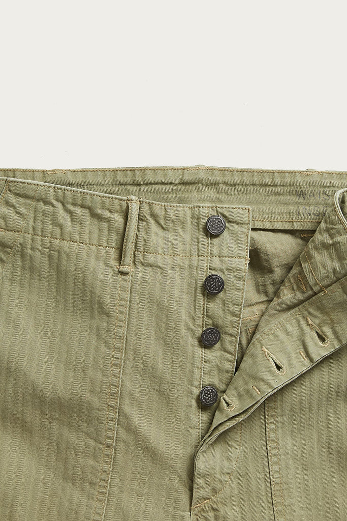 RRL - Flat Front Cotton Herringbone Army Utility Pant - Brewster Green - Canoe Club