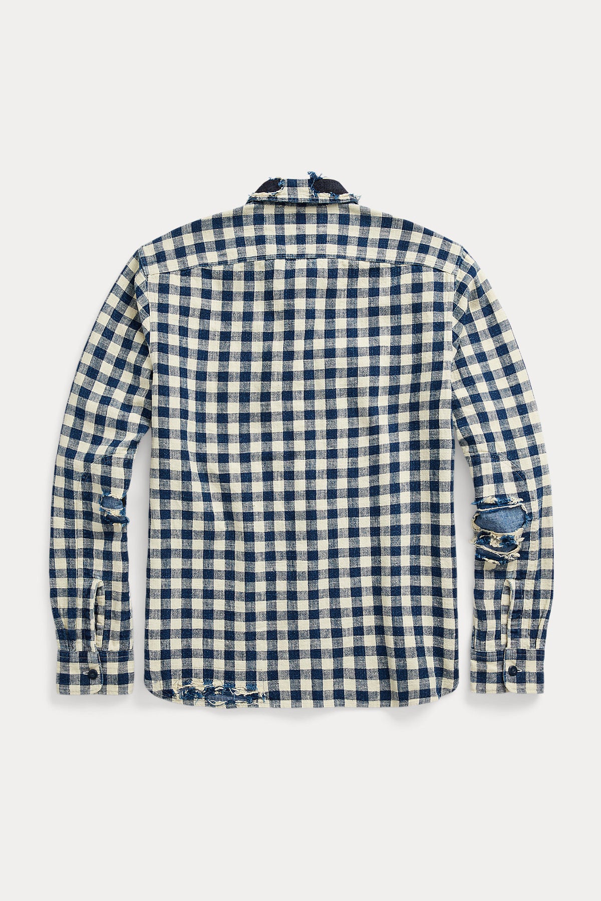 RRL - Indigo Checked Linen-Cotton Workshirt - Indigo/Cream - Canoe Club