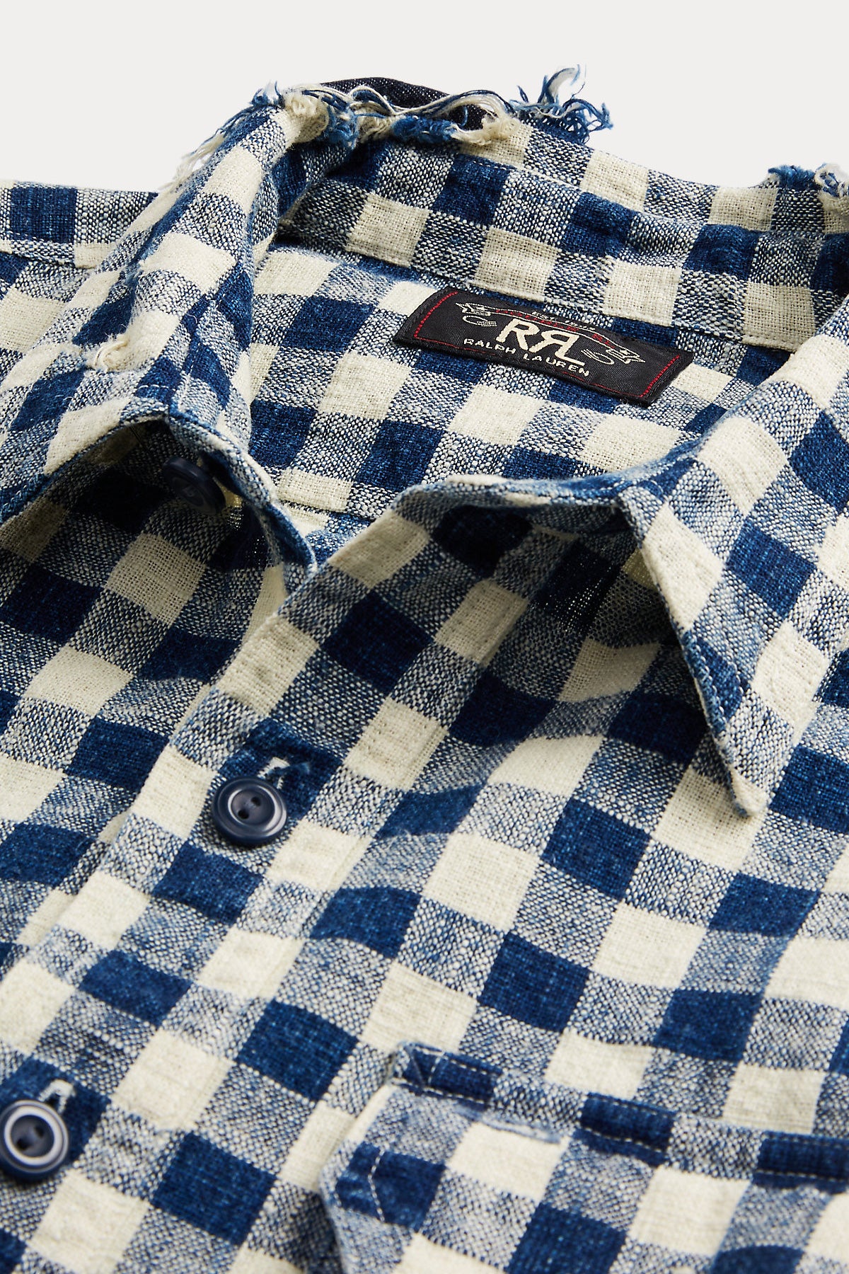 RRL - Indigo Checked Linen-Cotton Workshirt - Indigo/Cream - Canoe Club