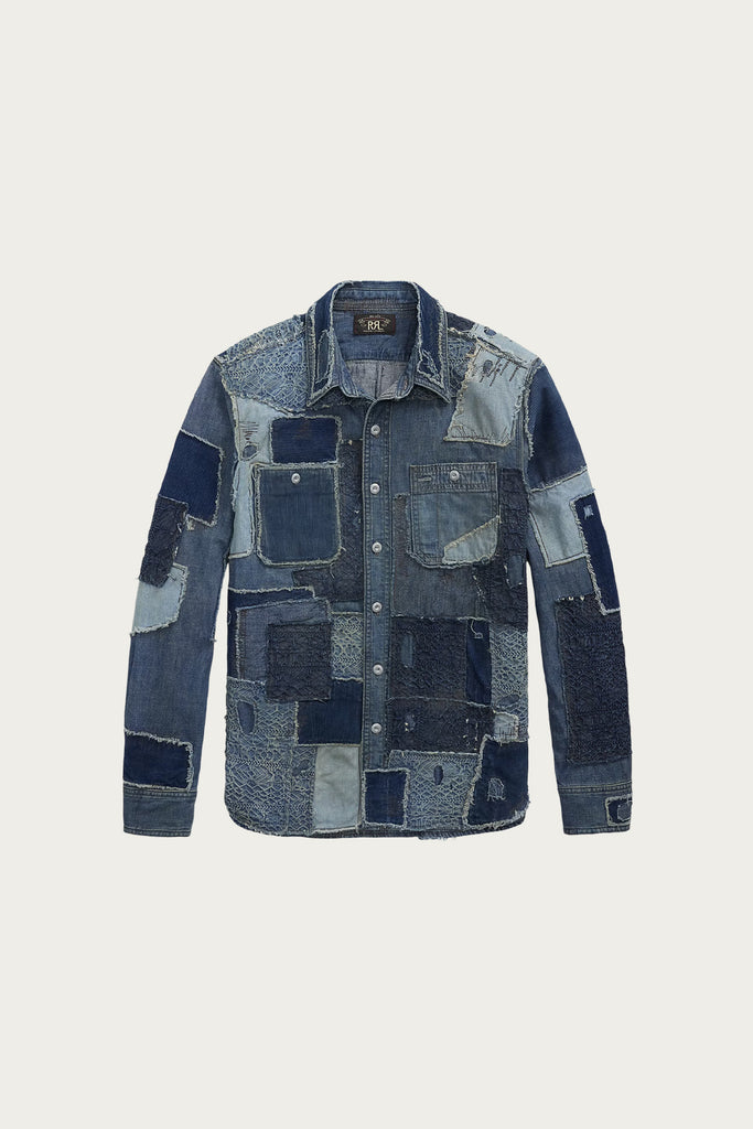 RRL - Denim Patchwork Shirt - Indigo Blue - Canoe Club