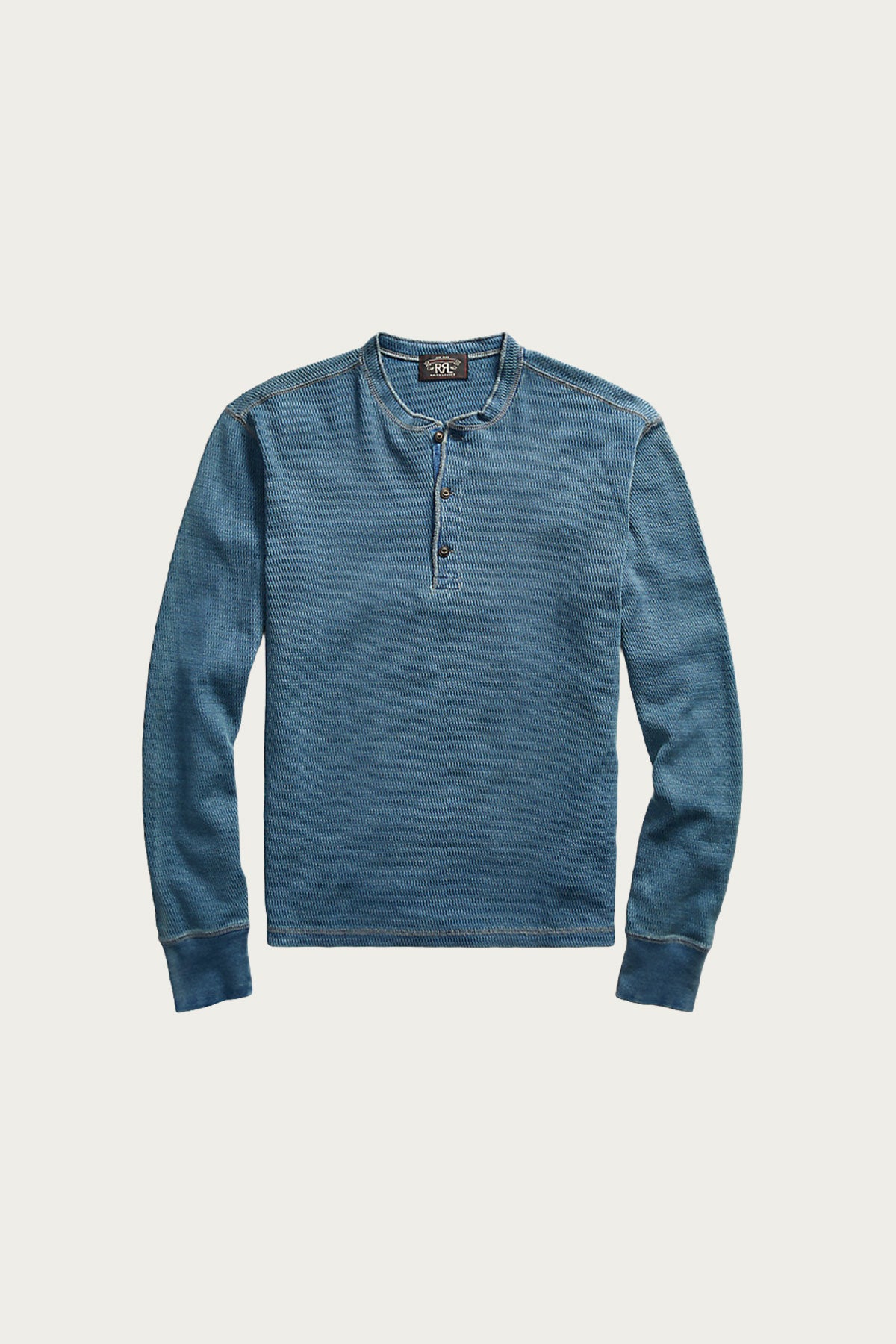 RRL - Indigo Jacquard-Knit Henley Shirt - Washed Blue Indigo - Canoe Club