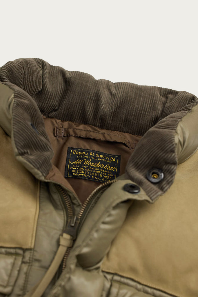 RRL - Leather-Yoke Quilted Ripstop Vest - Vintage Olive - Canoe Club