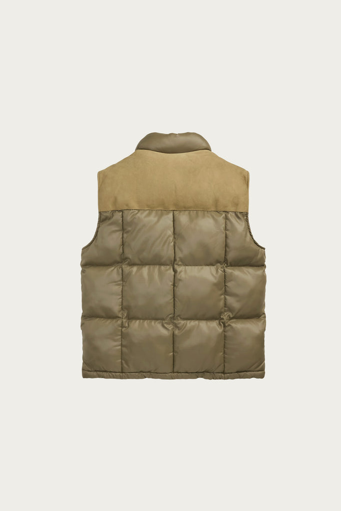 RRL - Leather-Yoke Quilted Ripstop Vest - Vintage Olive - Canoe Club