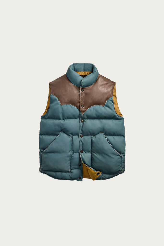 RRL - Leather-Yoke Quilted Vest - Vintage Blue - Canoe Club