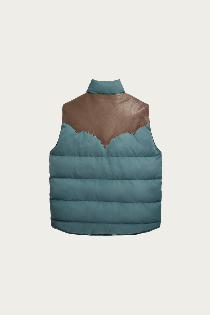 RRL - Leather-Yoke Quilted Vest - Vintage Blue - Canoe Club