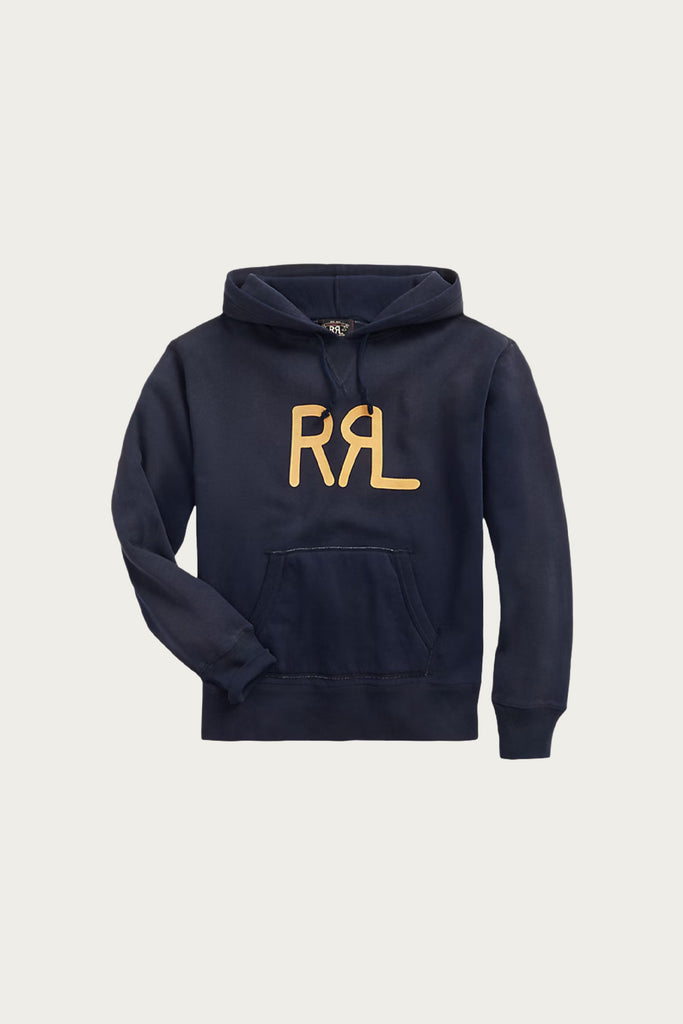 RRL - Logo Fleece Hoodie w/ Patch Pocket - Faded Navy - Canoe Club