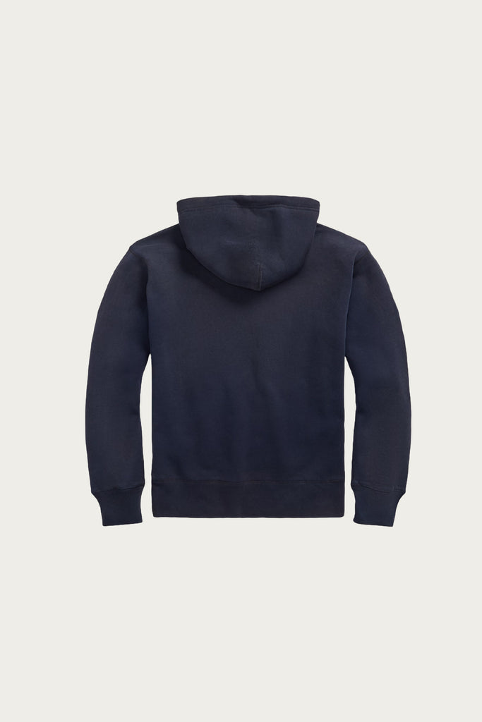 RRL - Logo Fleece Hoodie w/ Patch Pocket - Faded Navy - Canoe Club