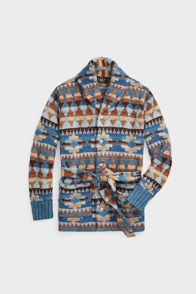 RRL - Cotton/Linen/Silk Cardigan - Blue/Multi - Canoe Club