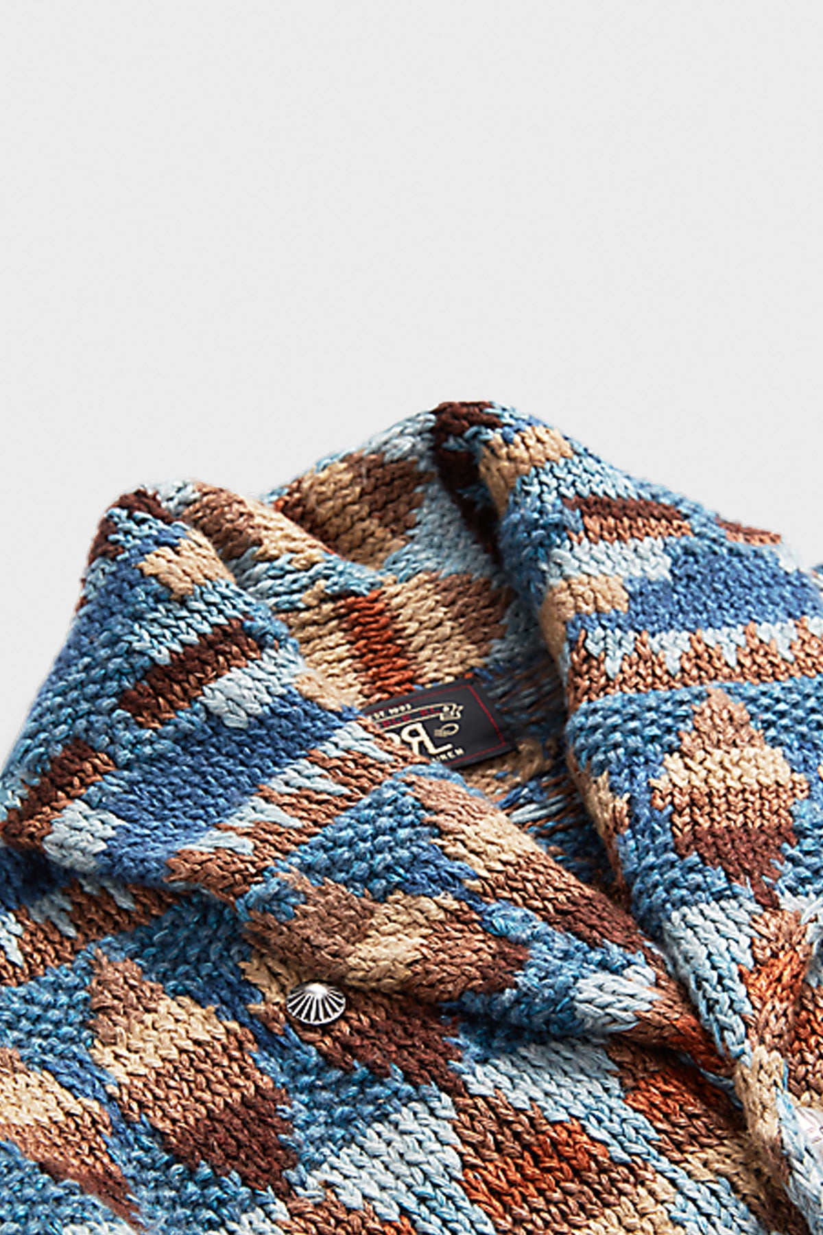 RRL - Cotton/Linen/Silk Cardigan - Blue/Multi - Canoe Club