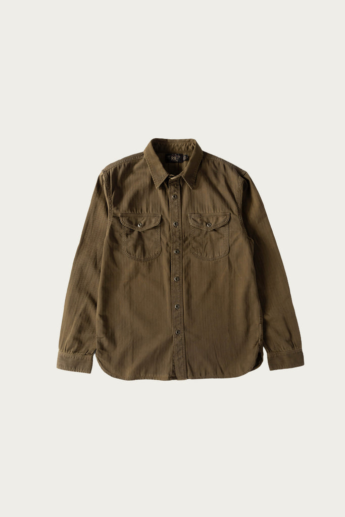 RRL - Long-Sleeve Cotton Preston Workshirt - Dark Olive - Canoe Club