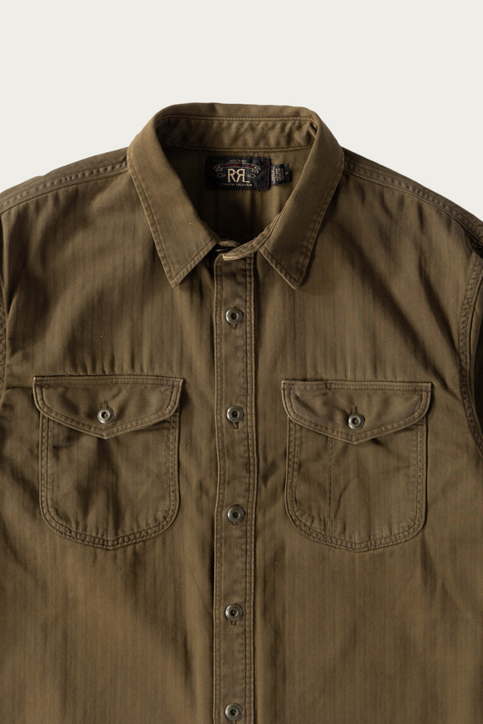 RRL - Long-Sleeve Cotton Preston Workshirt - Dark Olive - Canoe Club