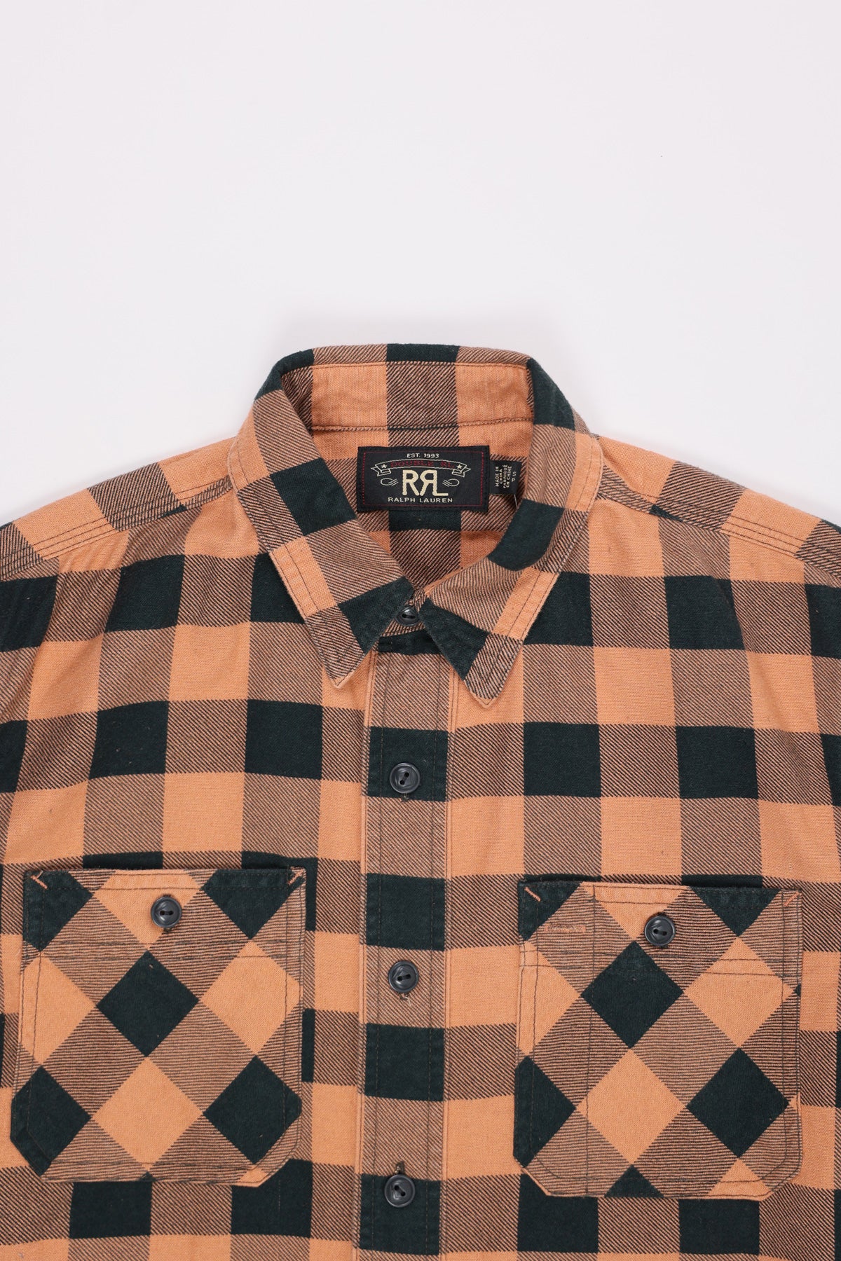 RRL - Longsleeve Cotton/Chamois Hercules Workshirt - Coral/Black - Canoe Club