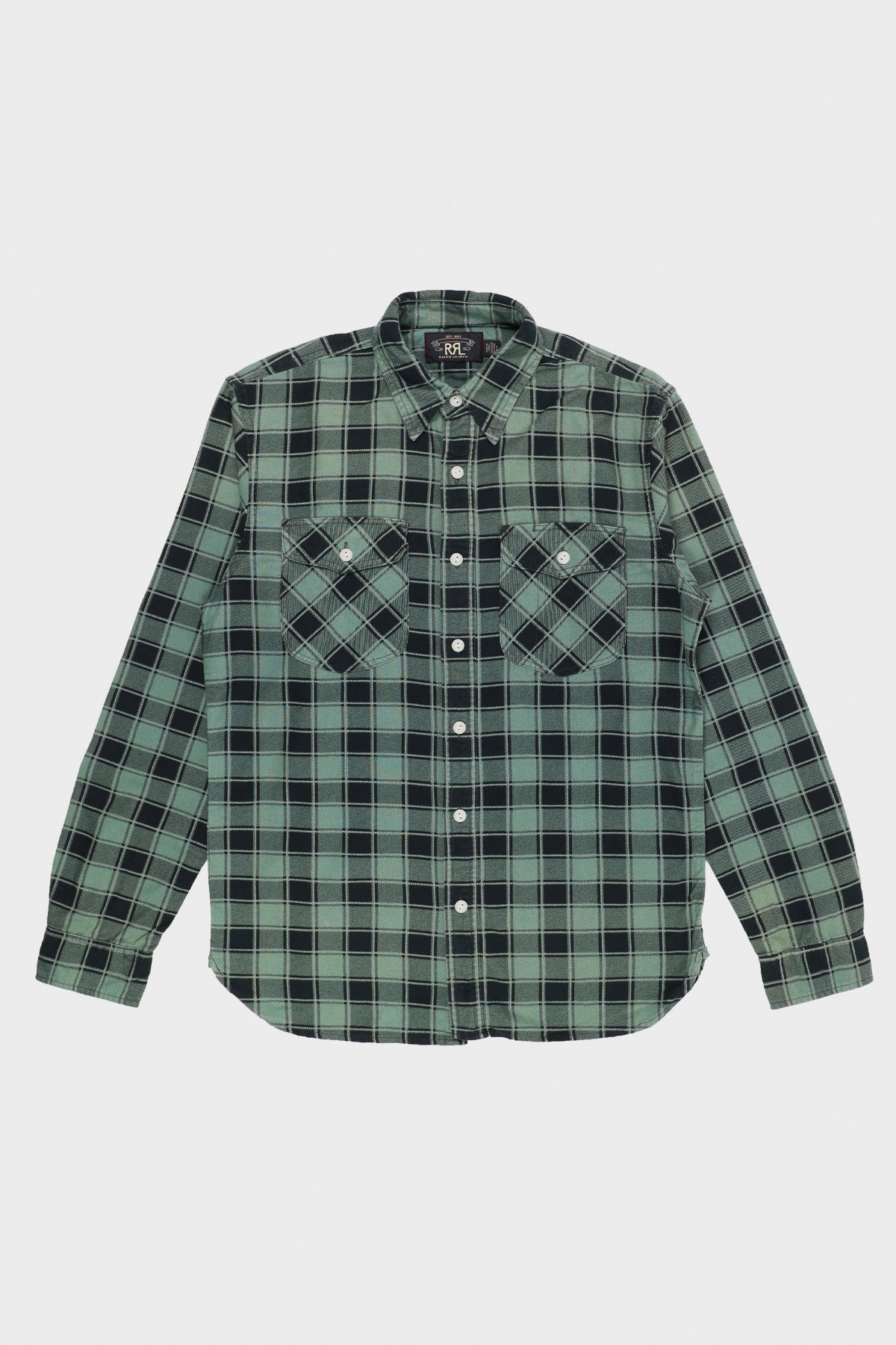 RRL - Longsleeve Cotton/Chamois Hercules Workshirt - Green/Black - Canoe Club